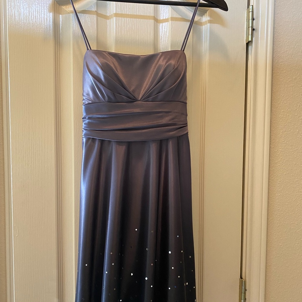 Silver satin ombré mini dress
